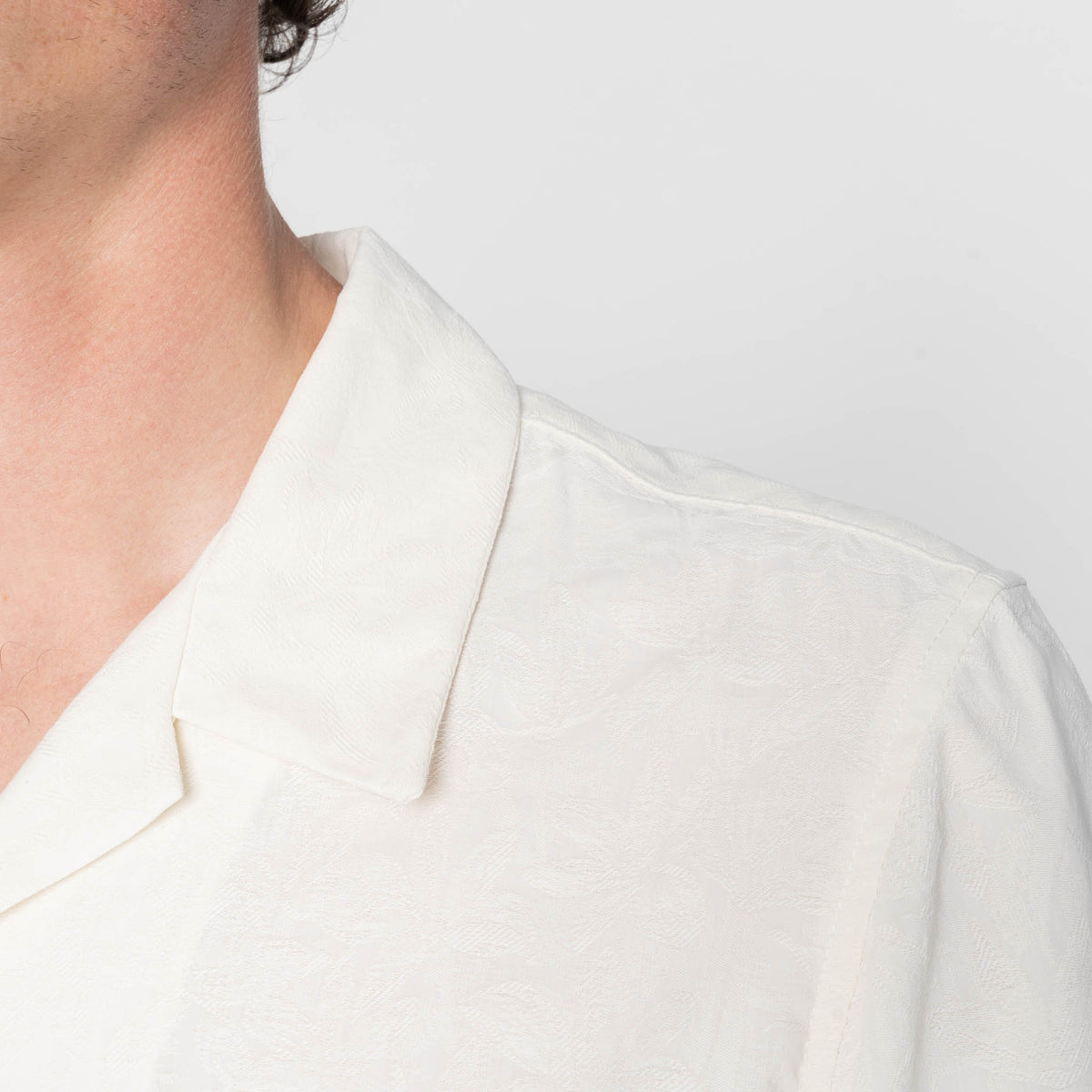 Aloha Shirt - Jungle Jacquard - White by Naked & Famous Denim