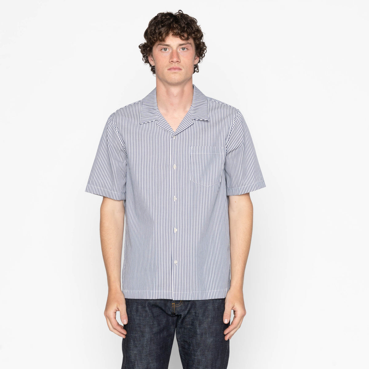 Aloha Shirt - Double Double Stripes - Blue by Naked & Famous Denim