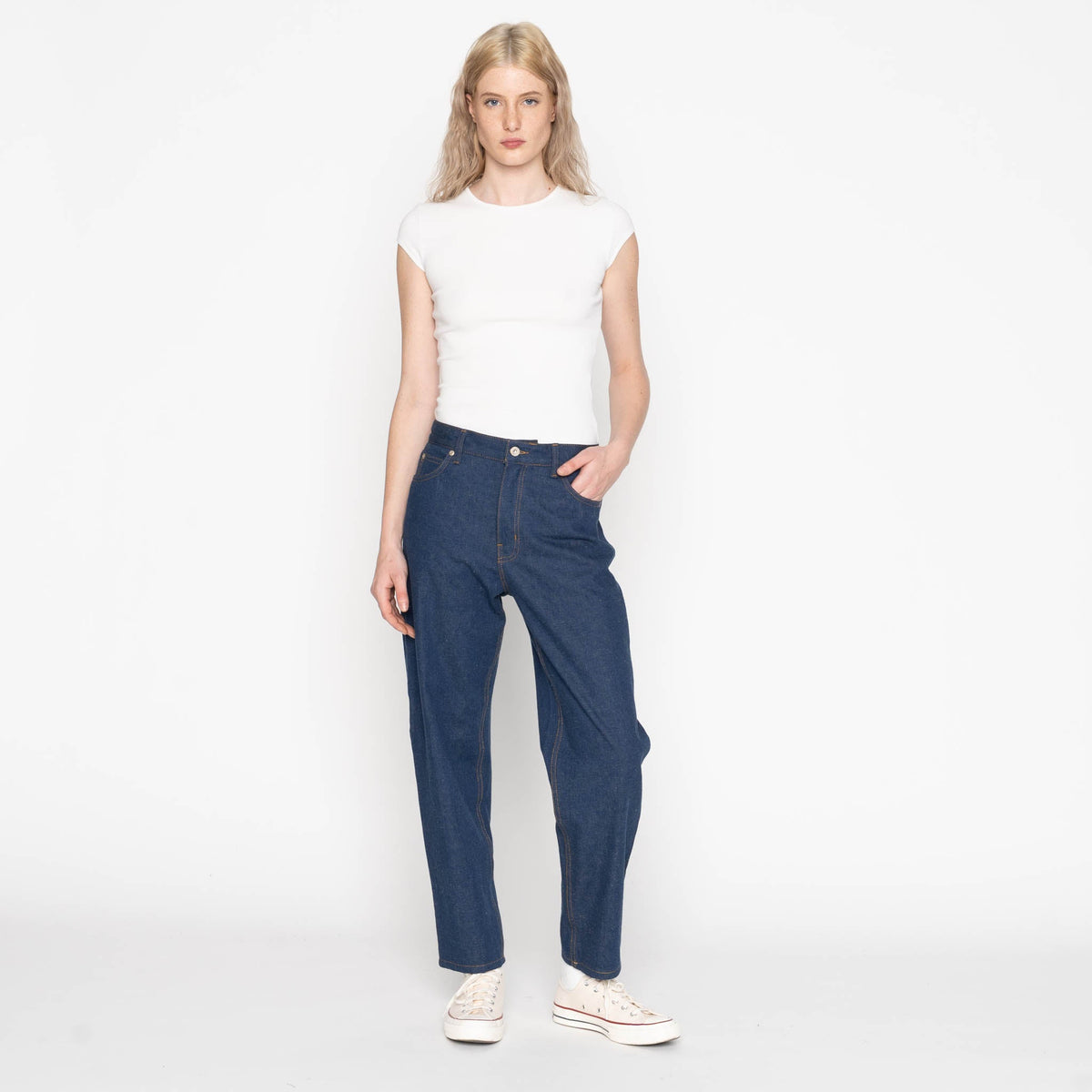 Bestie - 2x1 Dungaree Nep Denim - Mid Indigo by Naked & Famous Denim