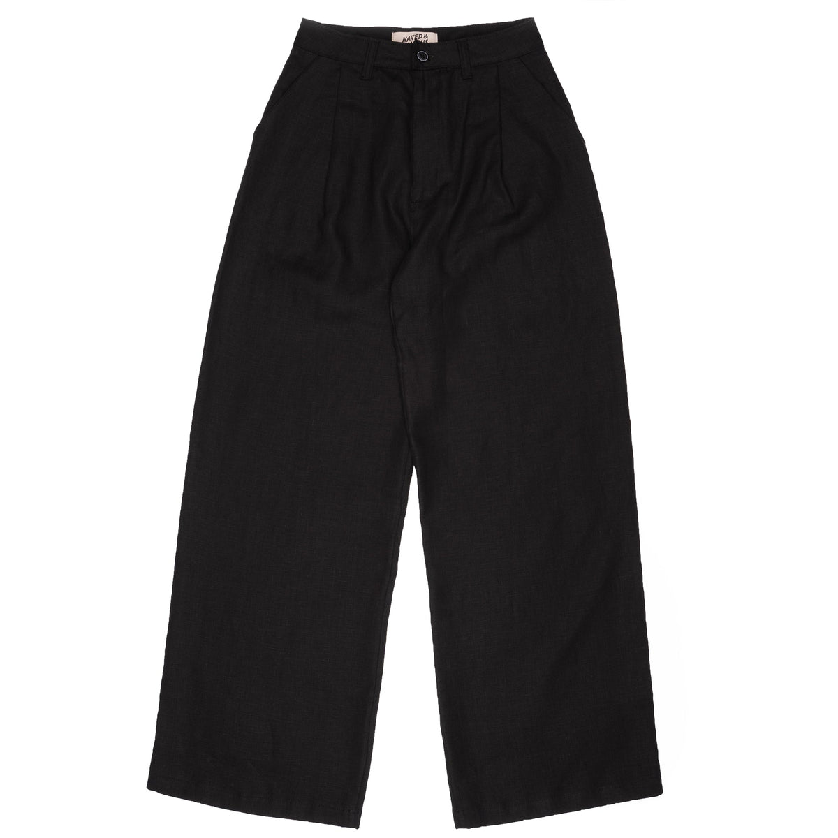 Relaxed Pleated Trouser - French Linen Fine Canvas - Black by Naked & Famous Denim