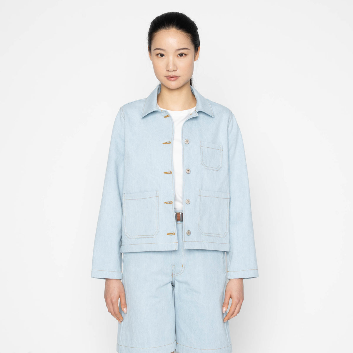 Gracie Jacket - Secret Agent Denim - Bleach Blue by Naked & Famous Denim