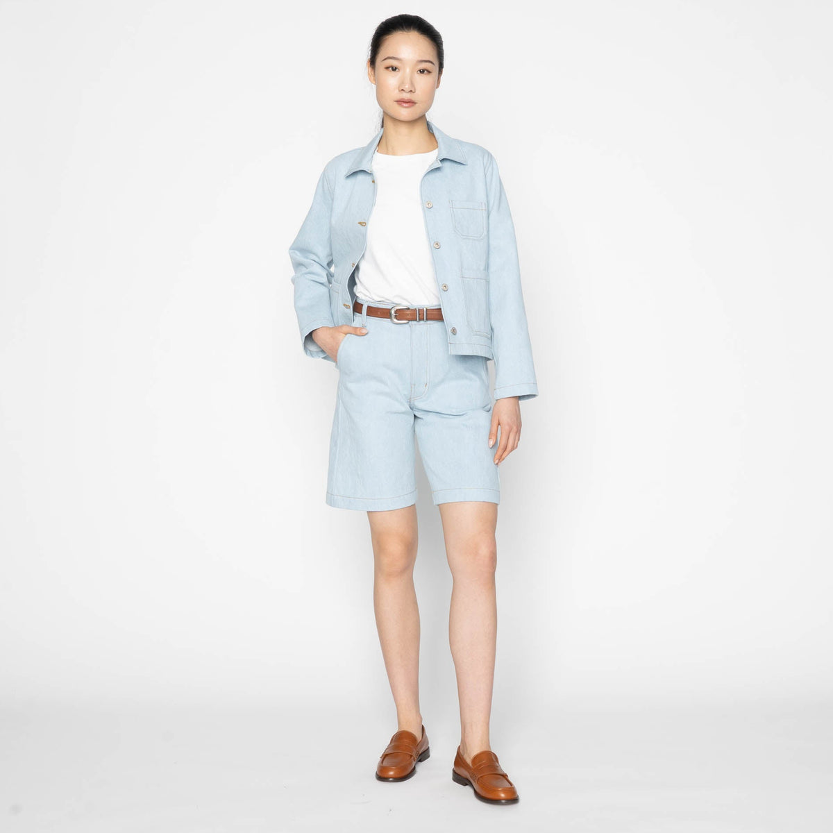 Gracie Jacket - Secret Agent Denim - Bleach Blue by Naked & Famous Denim