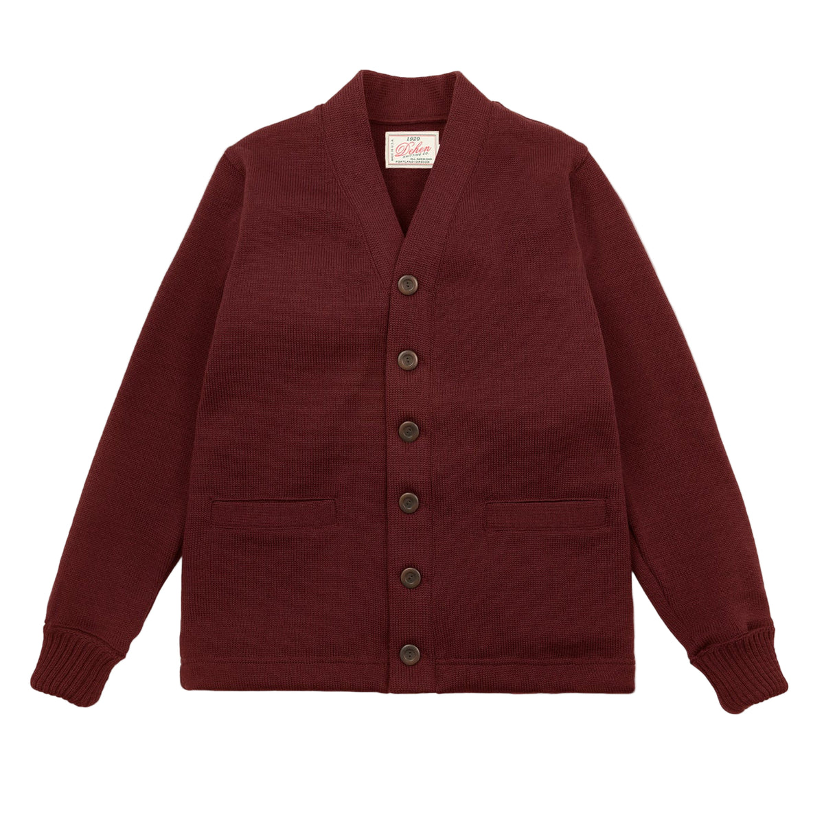Classic Cardigan - Burgundy Wool Knit by Dehen 1920