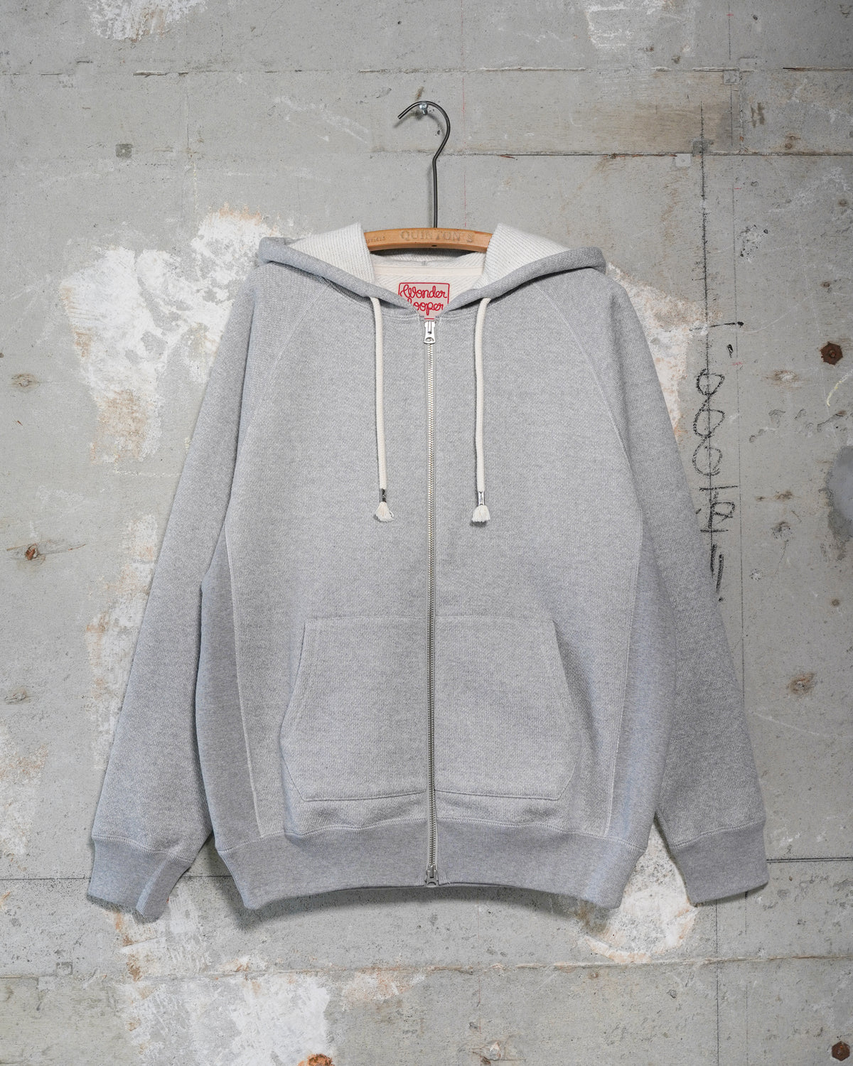 Zip Hoodie - Double Heavyweight French Terry - Heather Grey by Wonder Looper
