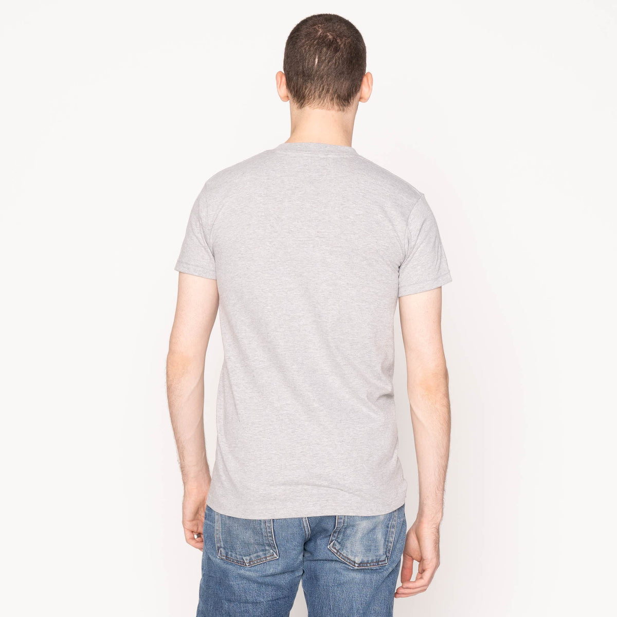 Pocket Tee - Heather Grey - Asagi Sashiko - White by Naked & Famous Denim