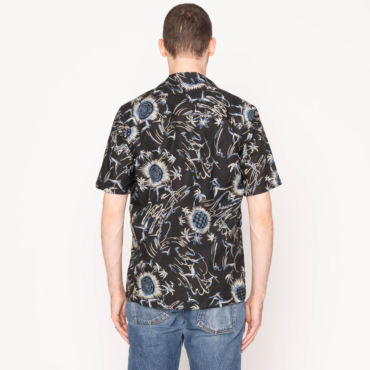 Aloha Shirt - Waikiki Waves - Black by Naked & Famous Denim
