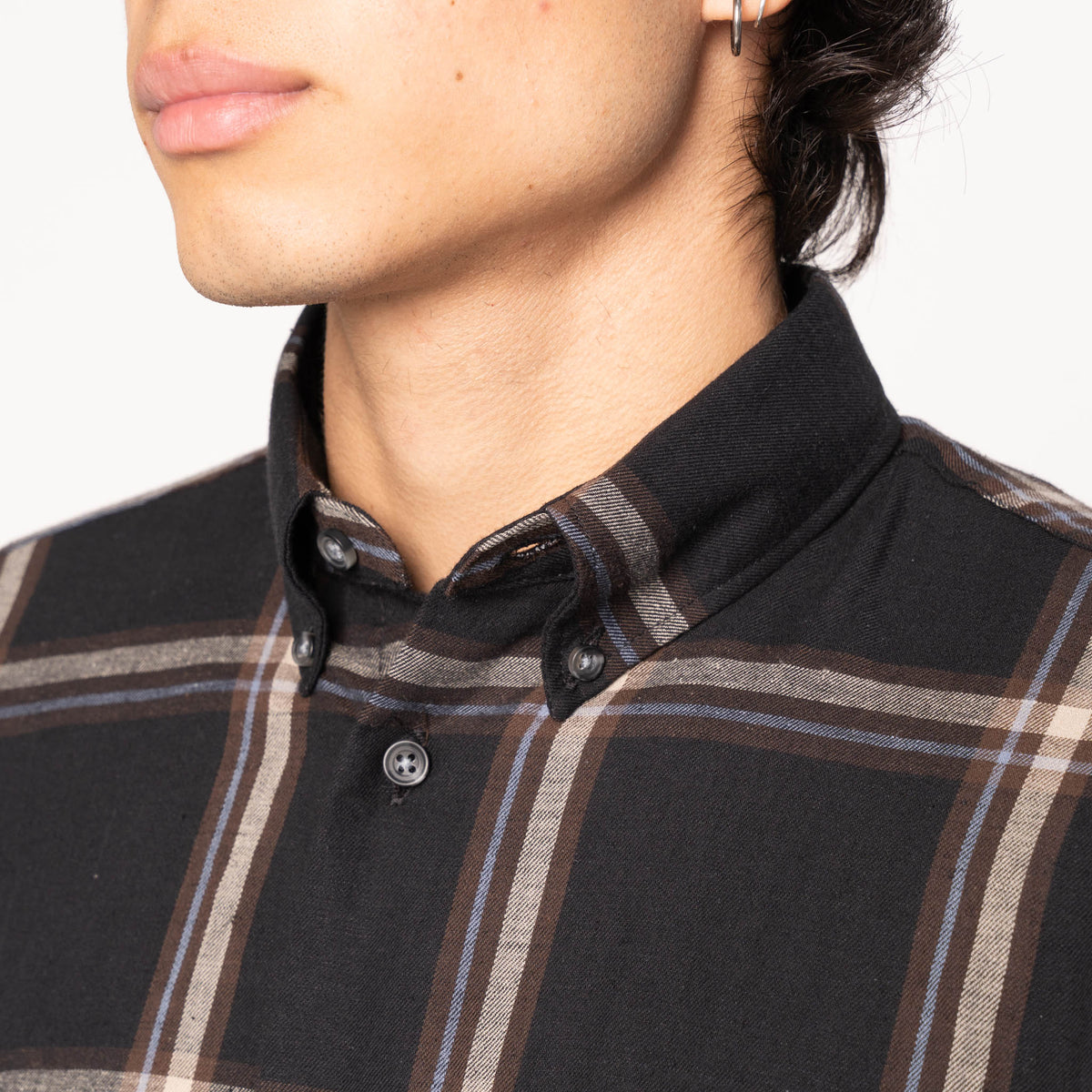 Easy Shirt - Hemp Blend Check - Black by Naked & Famous Denim