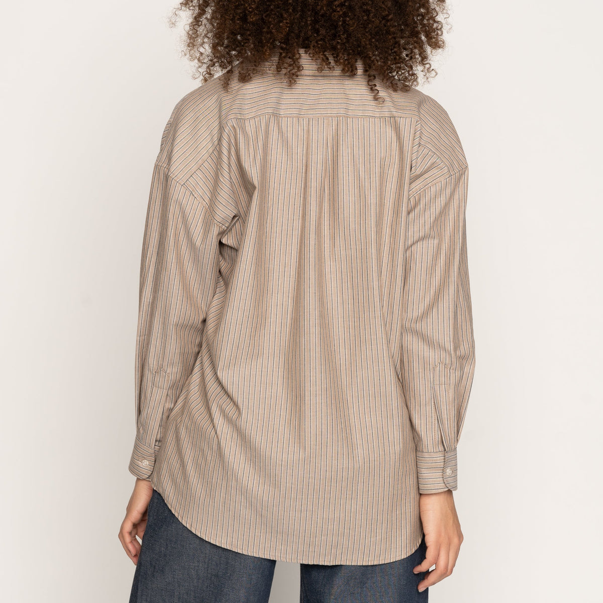 Roomy Shirt - Soft Finish Classic Stripe - Taupe by Naked & Famous Denim