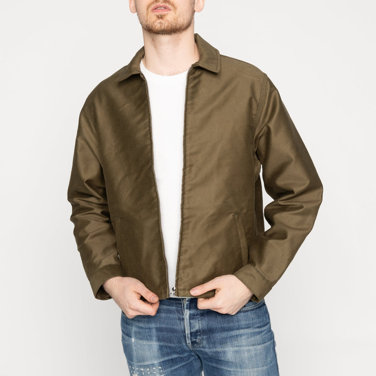 Zip Jacket - Brushed Jungle Cloth - Army by Naked & Famous Denim