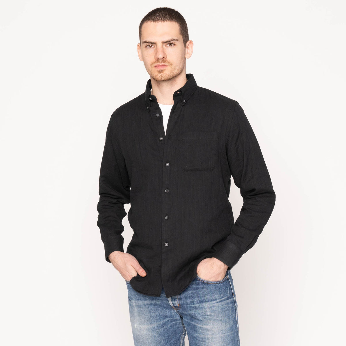 Easy Shirt - Double Weave Gauze - Black by Naked & Famous Denim
